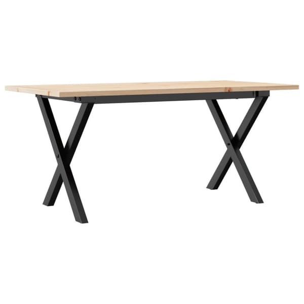 sofabord 100x50x45 cm X-stel massivt fyrretræ og støbejern