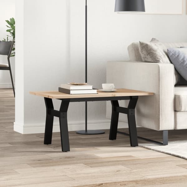 sofabord 80x50x40 cm Y-stel massivt fyrretræ og støbejern