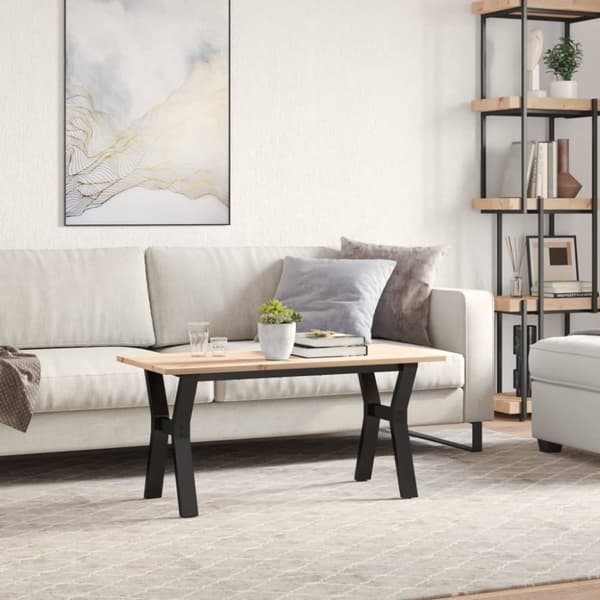 Soffbord Y-ram 100x50x45 cm massiv furu och gjutjärn