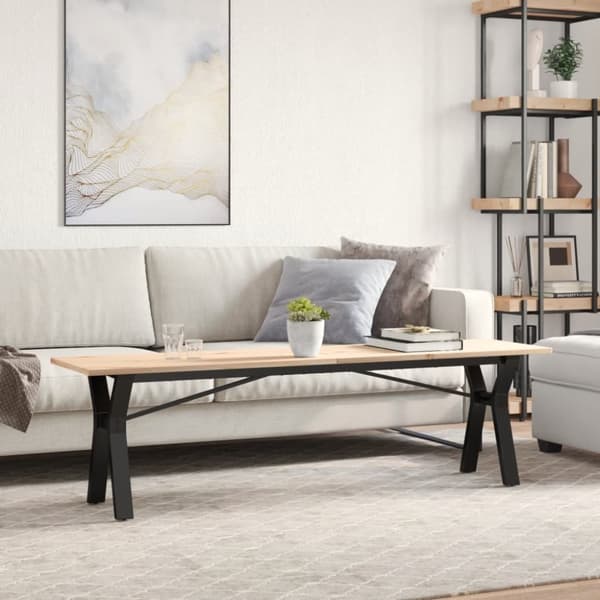 Soffbord Y-ram 160x40x45 cm massiv furu och gjutjärn