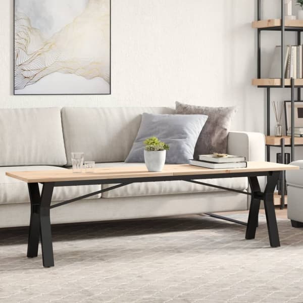 Soffbord Y-ram 160x40x45 cm massiv furu och gjutjärn