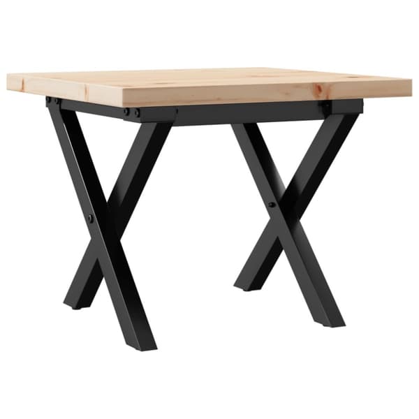 sofabord 40x40x35,5 cm X-stel massivt fyrretræ og støbejern
