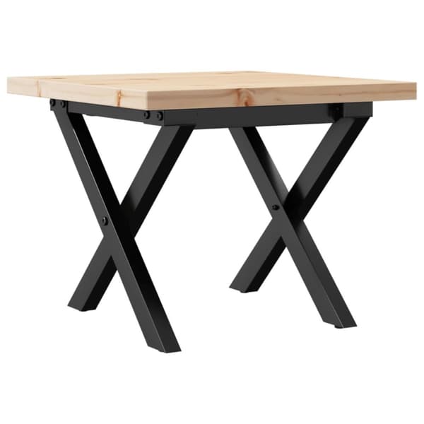 sofabord 40x40x35,5 cm X-stel massivt fyrretræ og støbejern
