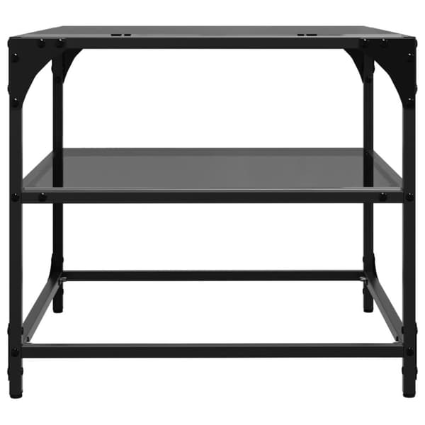 Soffbord med svart glasskiva 50x50x45 cm stål
