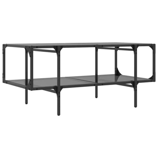 sofabord med sort glastop 98,5x50x45 cm stål