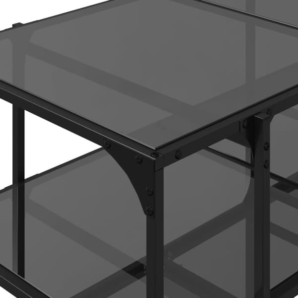 sofabord med sort glastop 98,5x50x45 cm stål