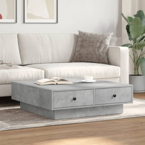 Soffbord betonggrå 90x90x28 cm konstruerat trä
