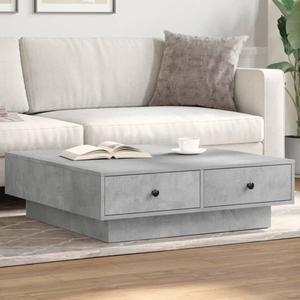 Soffbord betonggrå 90x90x28 cm konstruerat trä