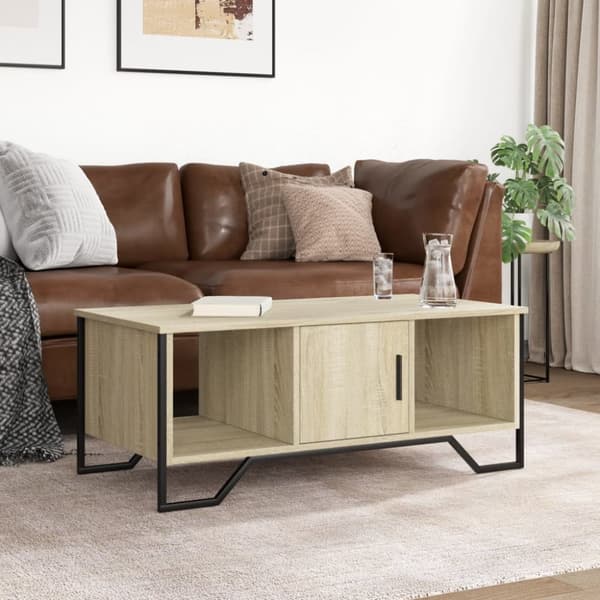 sofabord 100x51x40 cm konstrueret træ sonoma-eg