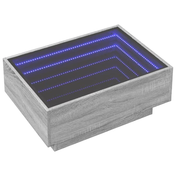Sohvapöytä LED-valoilla harmaa Sonoma 70x50x30 cm tekninen puu