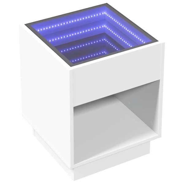Soffbord med Infinity LEDs vit 40x40x50 cm