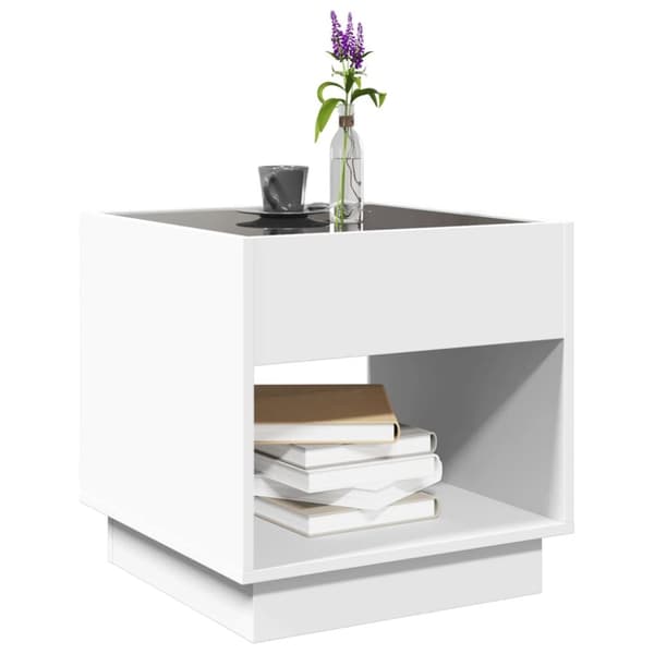 Soffbord med Infinity LEDs vit 40x40x50 cm