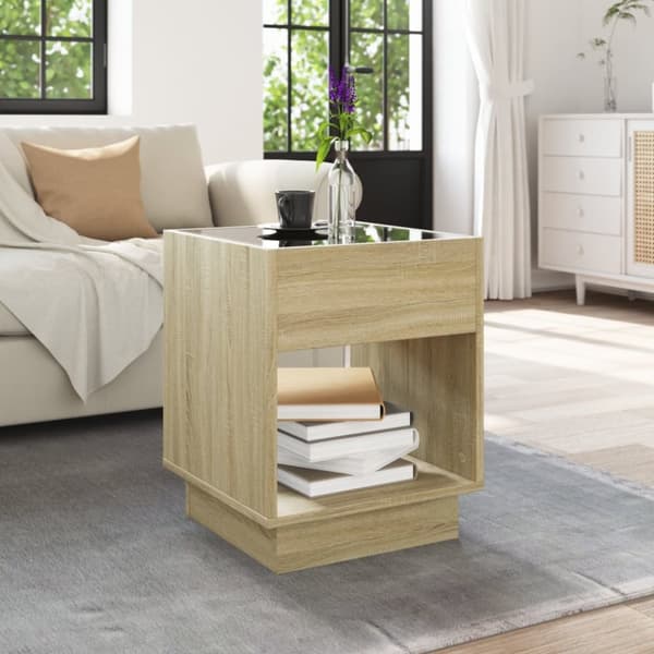 Soffbord med Infinity LEDs sonoma-ek 40x40x50 cm