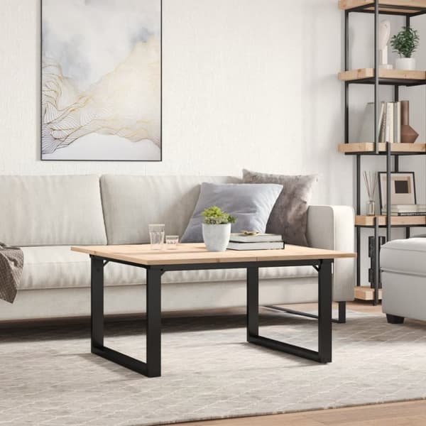 Soffbord O-ram 90x90x45 cm massiv furu och gjutjärn