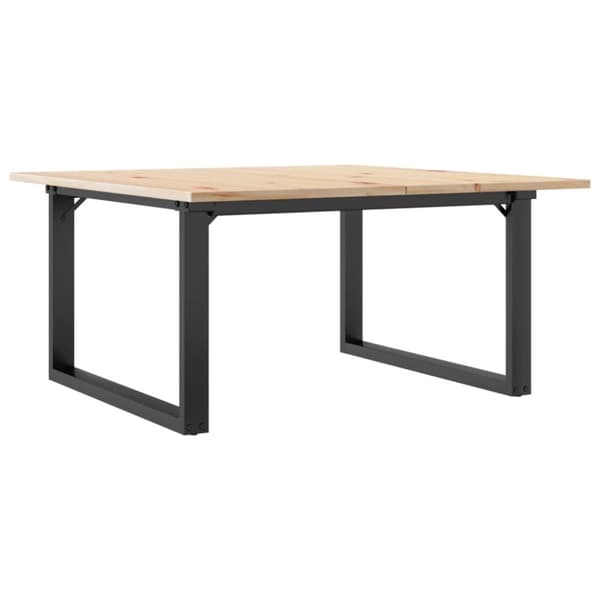Soffbord O-ram 90x90x45 cm massiv furu och gjutjärn
