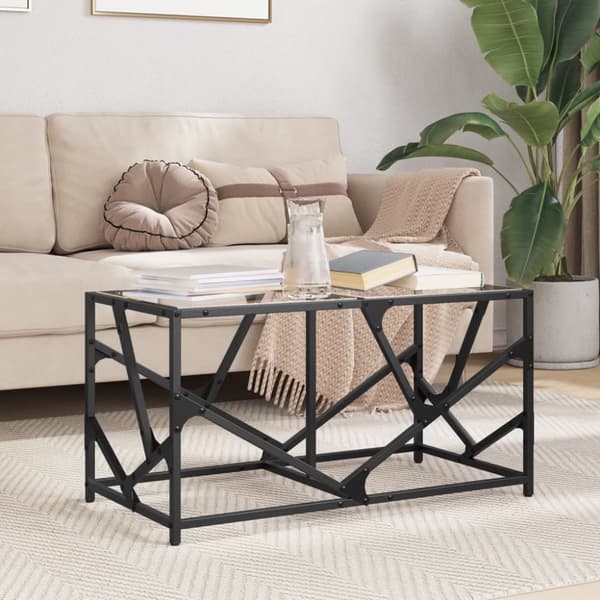 Soffbord med transparent glasskiva 78,5x40x41 cm stål