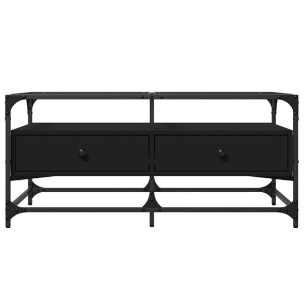 Soffbord med glasskiva svart 98,5x50x45 cm stål
