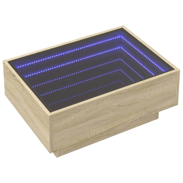 sofabord med LED-lys 70x50x30 cm konstrueret træ sonoma-eg