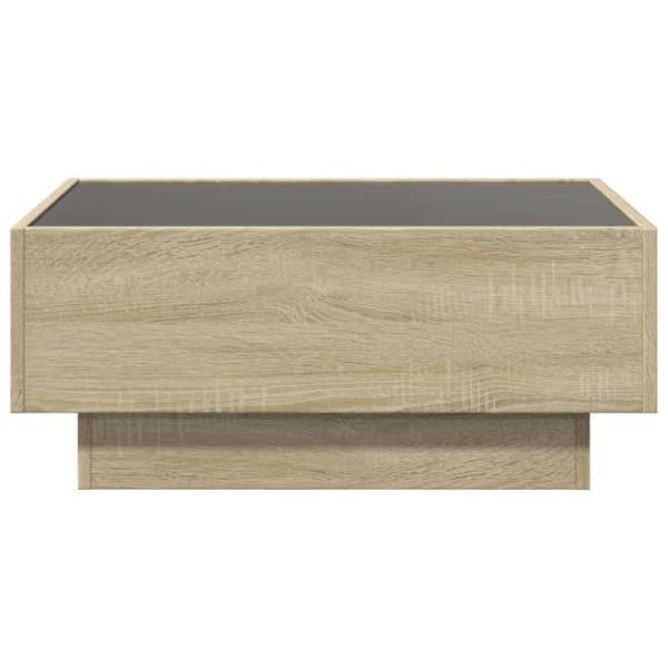 sofabord med LED-lys 70x50x30 cm konstrueret træ sonoma-eg