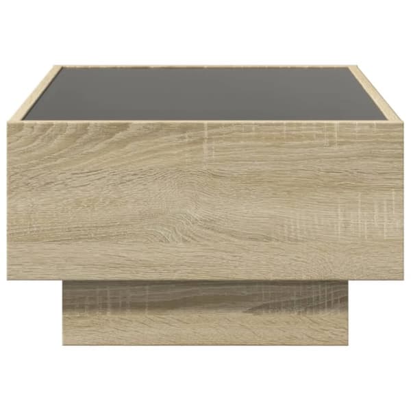 sofabord med LED-lys 70x50x30 cm konstrueret træ sonoma-eg