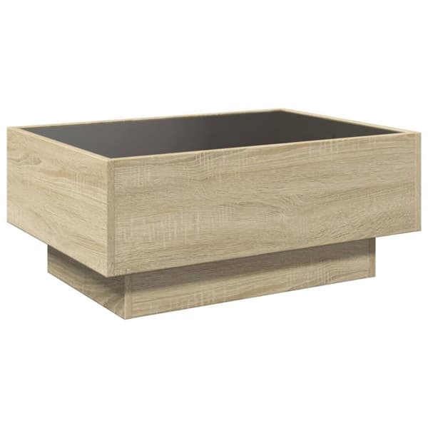 sofabord med LED-lys 70x50x30 cm konstrueret træ sonoma-eg