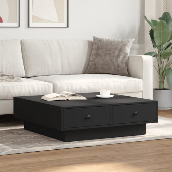 Soffbord svart 90x90x28 cm konstruerat trä