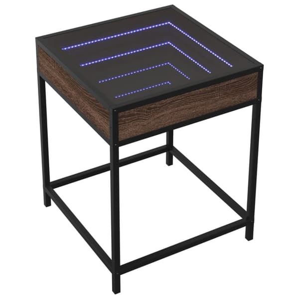 Soffbord med Infinity LEDs brun ek 40x40x51 cm