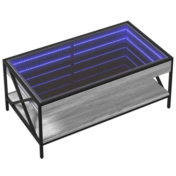 sohvapöytä Infinity LED-valoilla harmaa Sonoma 90x50x38 cm