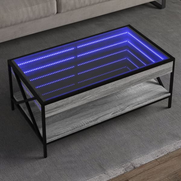 sohvapöytä Infinity LED-valoilla harmaa Sonoma 90x50x38 cm