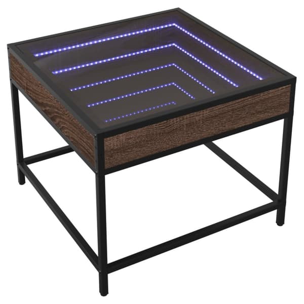 sofabord med Infinity LED-lys 50x50x41 cm brun egetræsfarve