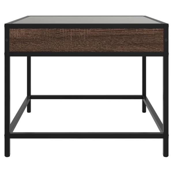 sofabord med Infinity LED-lys 50x50x41 cm brun egetræsfarve