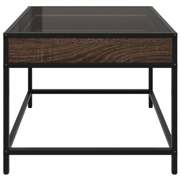 sofabord med Infinity LED-lys 50x50x41 cm brun egetræsfarve