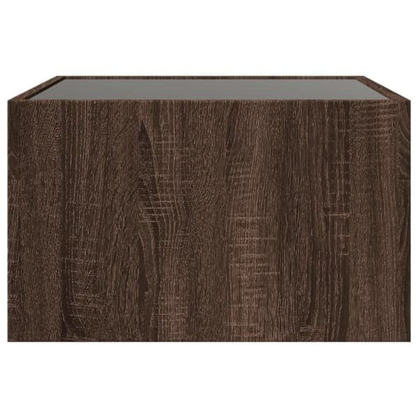 sofabord med Infinity LED-lys 50x50x30 cm brun egetræsfarve