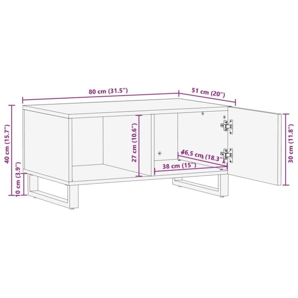 Soffbord brun 80x51x40 cm massivt mangoträ