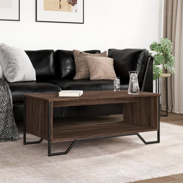 sofabord 100x51x40 cm konstrueret træ brun egetræsfarve