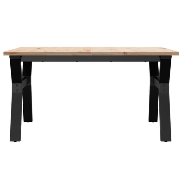 sofabord 90x90x45 cm Y-stel massivt fyrretræ og støbejern