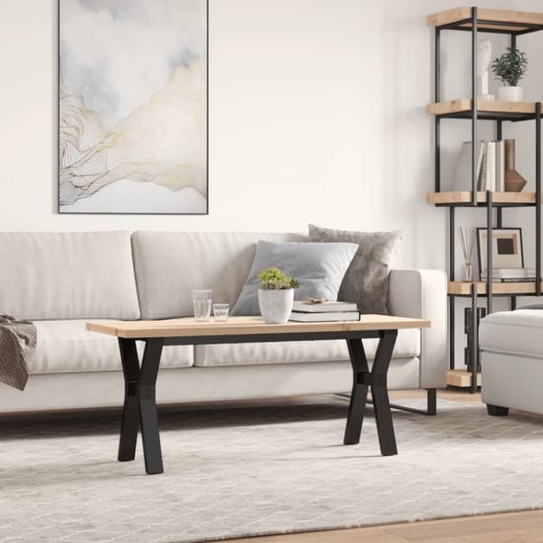Soffbord Y-ram 110x40x45,5 cm massiv furu och gjutjärn