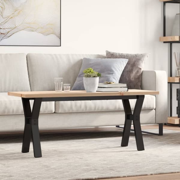 Soffbord Y-ram 110x40x45,5 cm massiv furu och gjutjärn