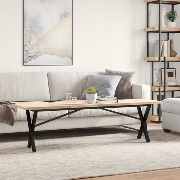Soffbord X-ram 160x40x45,5 cm massiv furu och gjutjärn