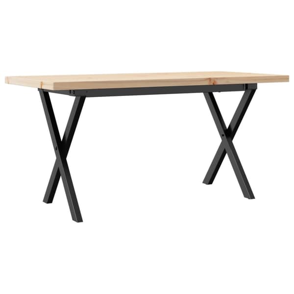 sofabord 100x50x45,5 cm X-stel massivt fyrretræ og støbejern