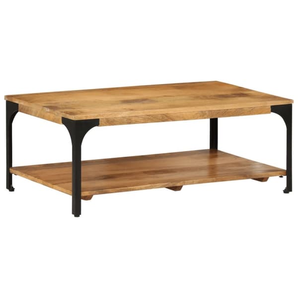 Soffbord i två plan 100x55x38 cm massivt mangoträ och stål