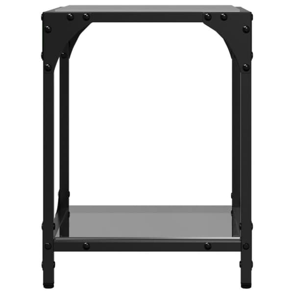 Soffbord med svart glasskiva 2 st 30x30x40 cm stål