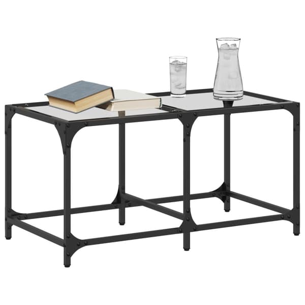 Soffbord med transparent glasskiva 78,5x40x40 cm stål