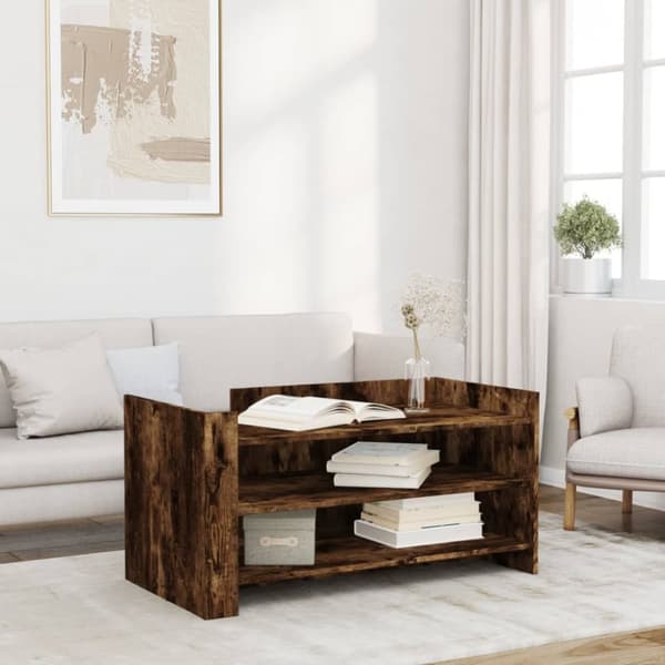 sofabord 100x50x50 cm konstrueret træ røget egetræsfarve