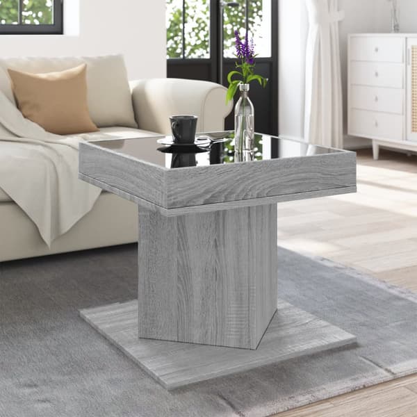 Sohvapöytä LED-valoilla harmaa Sonoma 50x50x45 cm tekninen puu