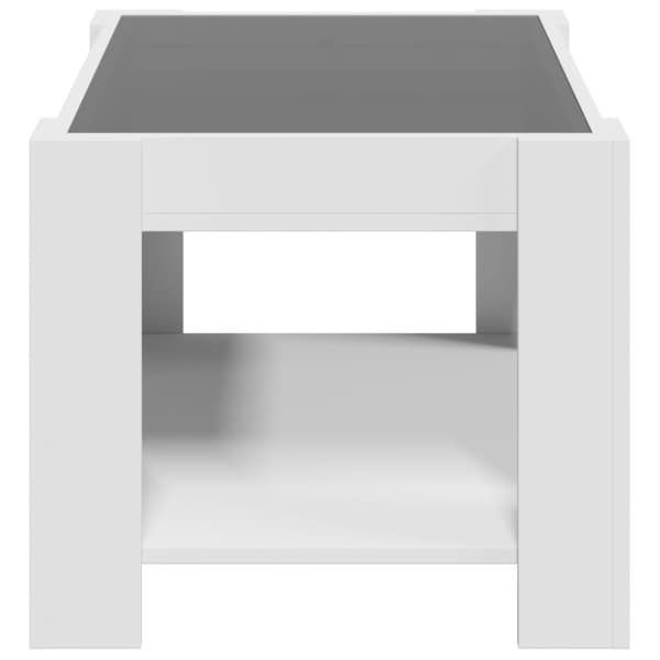Soffbord med LEDs vit 73x53x45 cm konstruerat trä