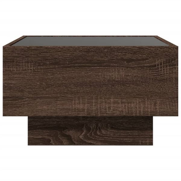 Sohvapöytä LED-valoilla ruskea tammi 50x50x30 cm tekninen puu