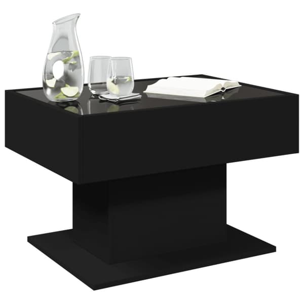 Sohvapöytä LED-valoilla musta 70x50x45 cm tekninen puu