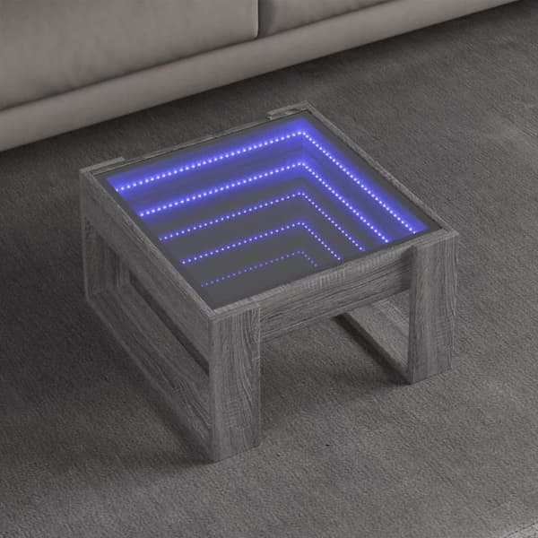 sohvapöytä Infinity LED-valoilla harmaa Sonoma 50x53x30 cm