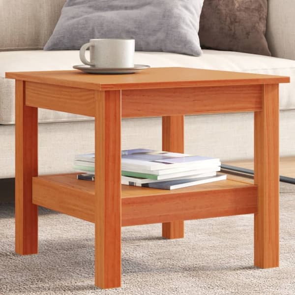 sofabord 45x45x40 cm massivt fyrretræ gyldenbrun